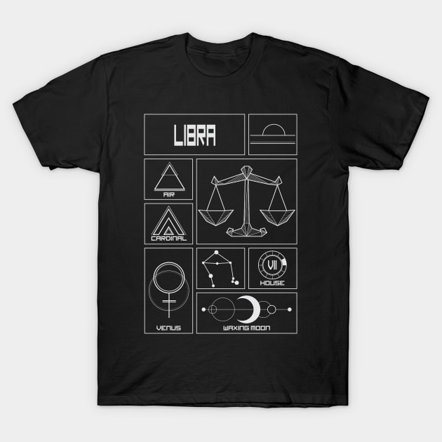 Libra Profile - Astrology Signs T-Shirt by alcateiaart